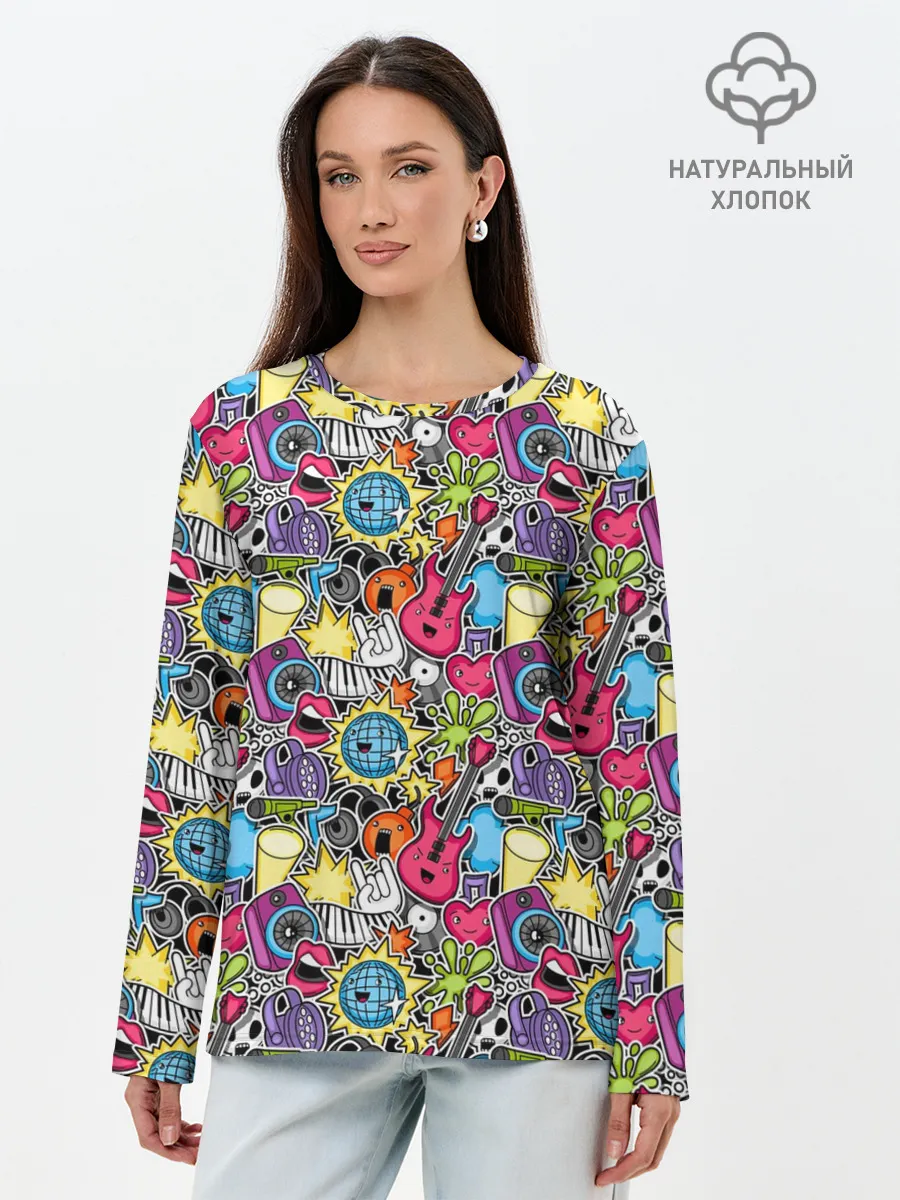 Лонгслив женский. Хлопок / Музыкант