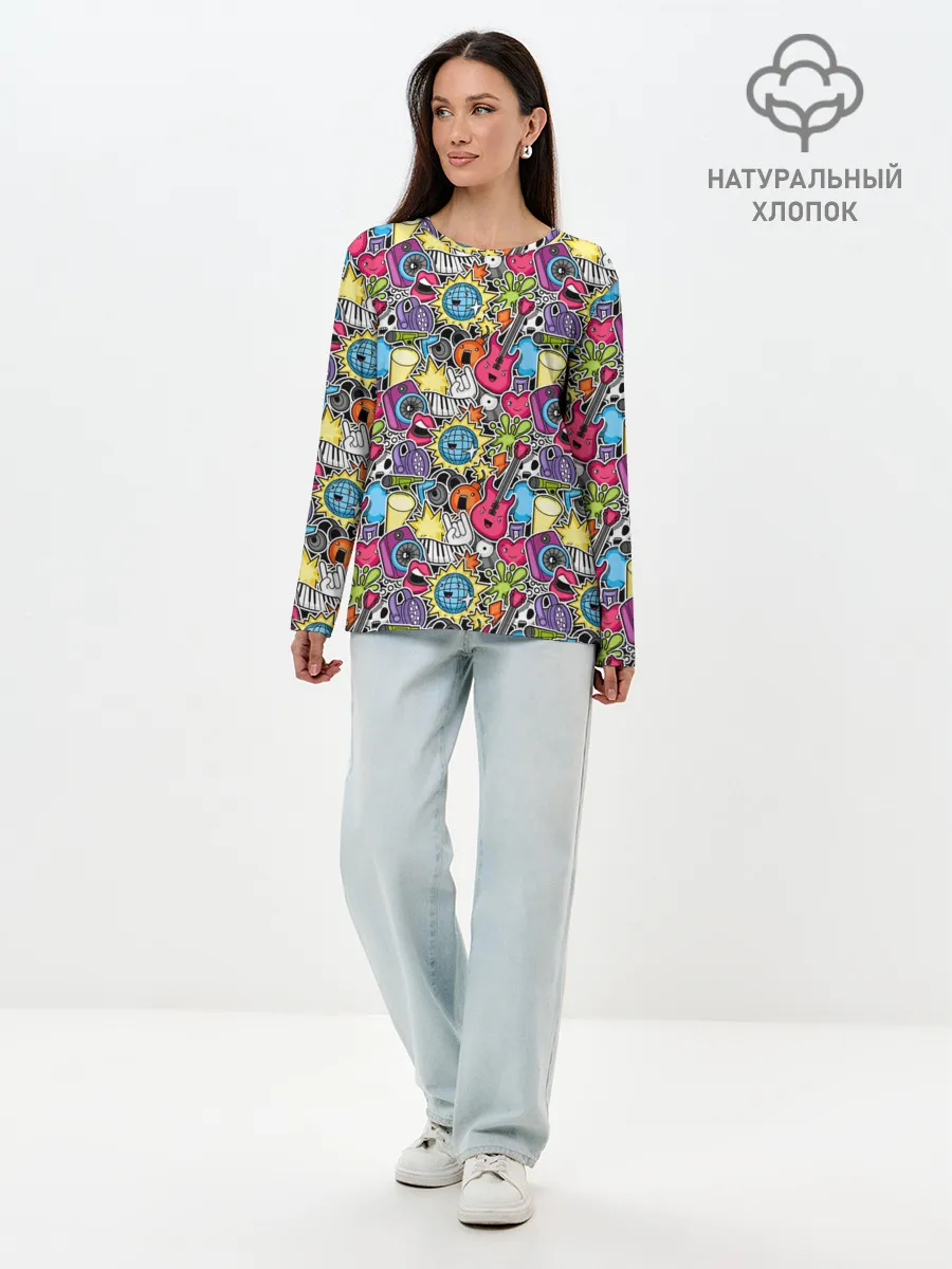 Лонгслив женский. Хлопок / Музыкант