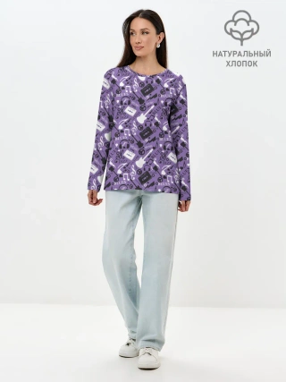 Лонгслив женский. Хлопок / Музыка