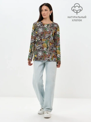 Лонгслив женский. Хлопок / Музыка