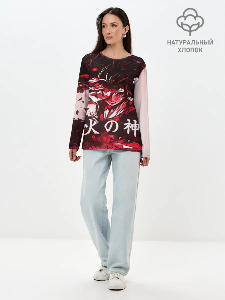 Лонгслив женский. Хлопок / КЛИНОК РАССЕКАЮЩИЙ ДЕМОНОВ