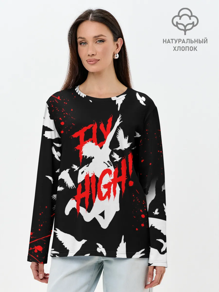 Лонгслив женский. Хлопок / Haikyu birds