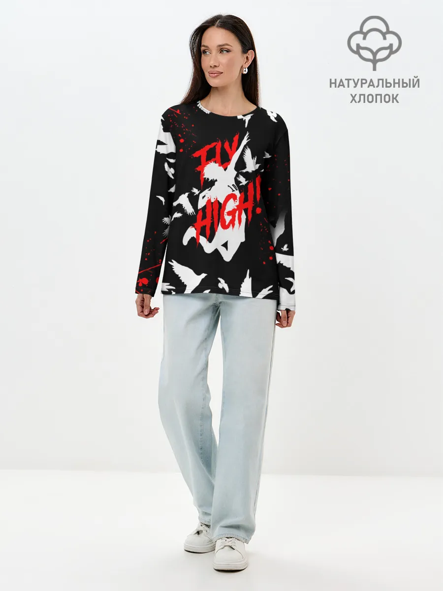 Лонгслив женский. Хлопок / Haikyu birds