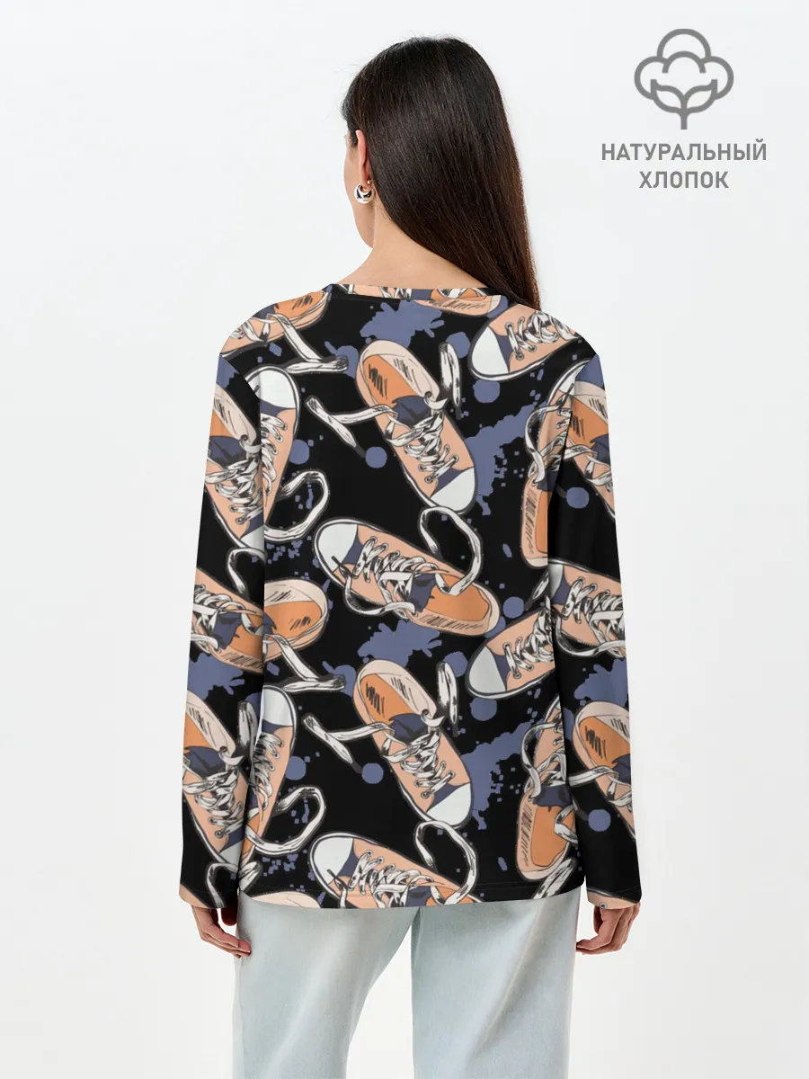 Лонгслив женский. Хлопок / Кеды / Sneakers