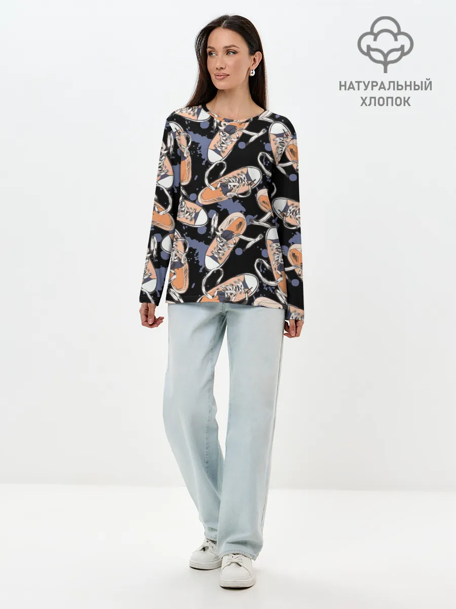 Лонгслив женский. Хлопок / Кеды / Sneakers