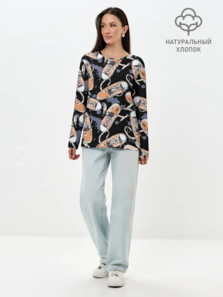 Лонгслив женский. Хлопок / Кеды / Sneakers