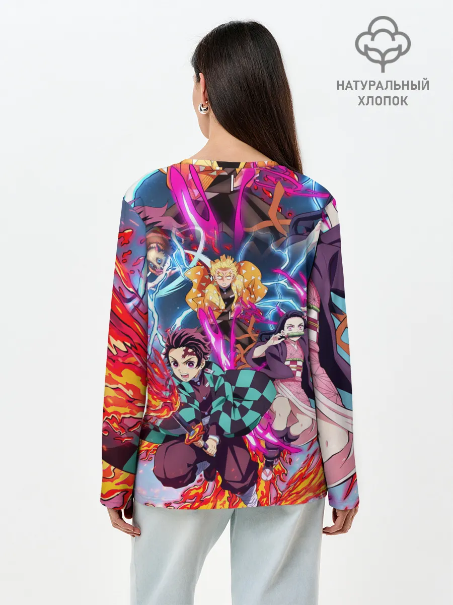 Лонгслив женский. Хлопок / КЛИНОК РАССЕКАЮЩИЙ ДЕМОНОВ