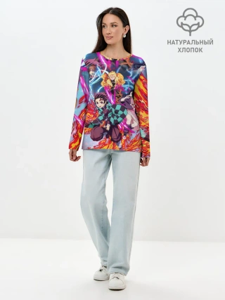 Лонгслив женский. Хлопок / КЛИНОК РАССЕКАЮЩИЙ ДЕМОНОВ