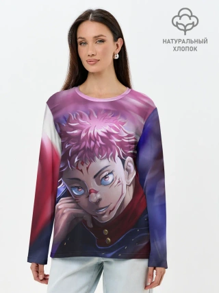 Лонгслив женский. Хлопок / JUJUTSU KAISEN | SUKUNA вихрь
