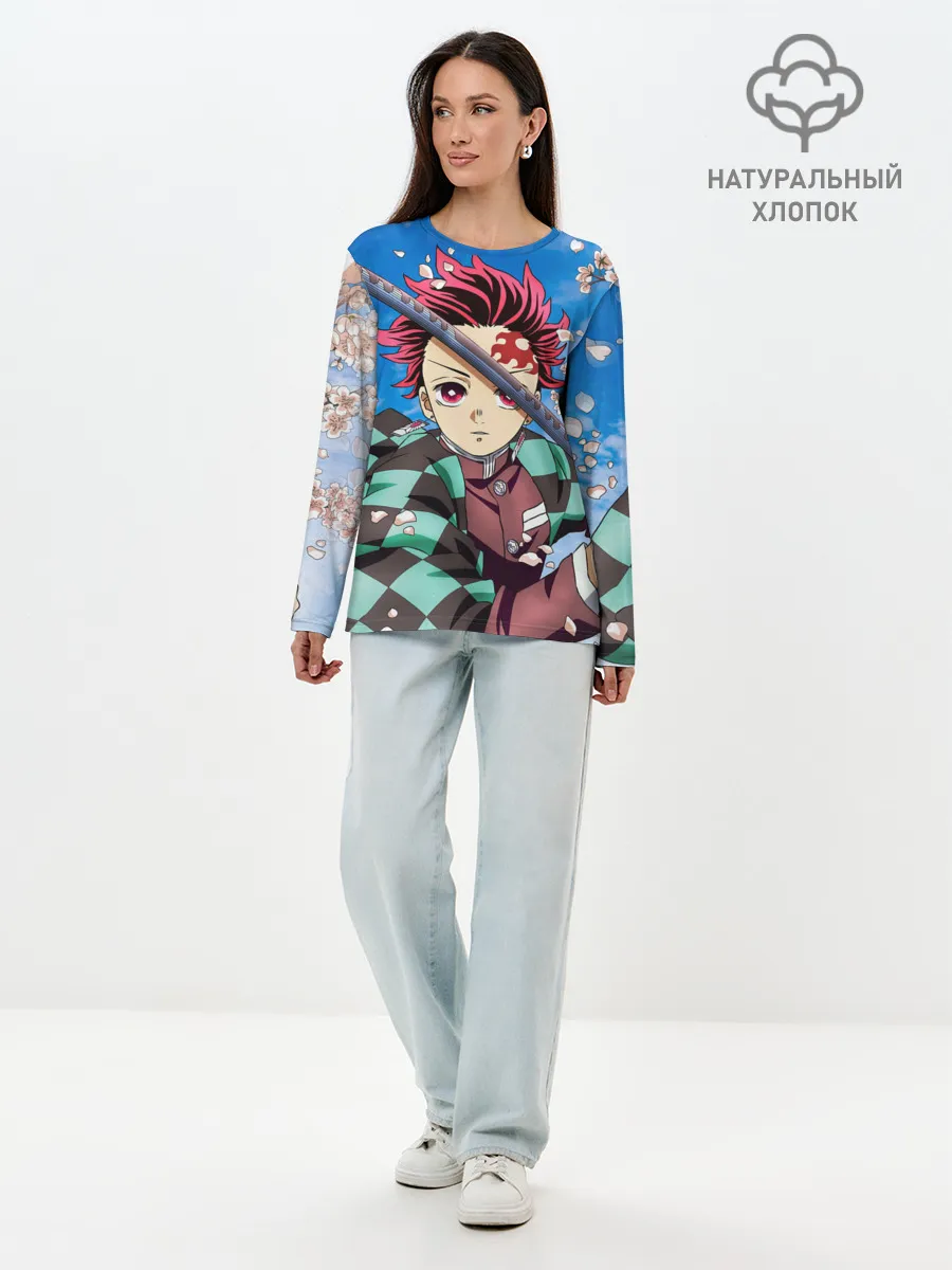 Лонгслив женский. Хлопок / КЛИНОК РАССЕКАЮЩИЙ ДЕМОНОВ