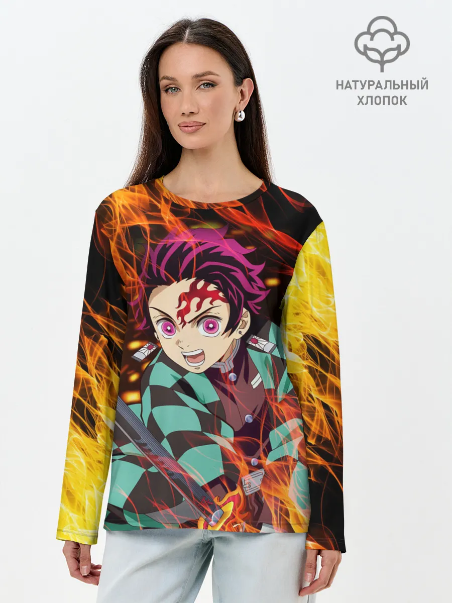 Лонгслив женский. Хлопок / КЛИНОК РАССЕКАЮЩИЙ ДЕМОНОВ