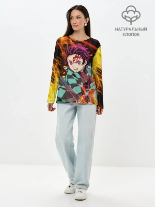 Лонгслив женский. Хлопок / КЛИНОК РАССЕКАЮЩИЙ ДЕМОНОВ