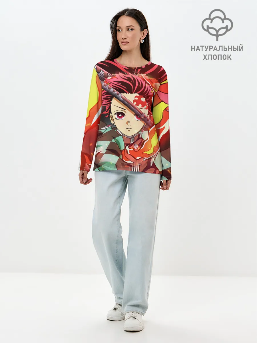 Лонгслив женский. Хлопок / КЛИНОК РАССЕКАЮЩИЙ ДЕМОНОВ