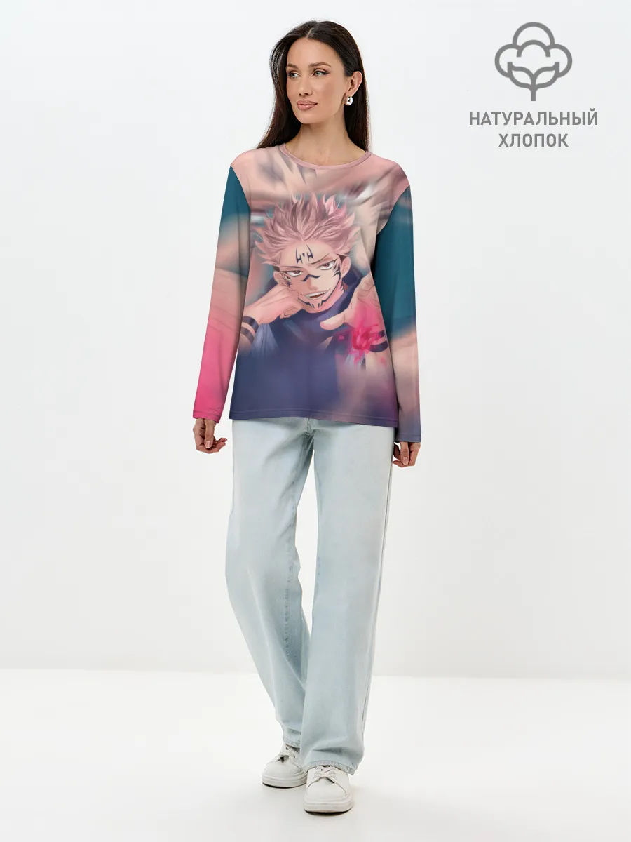 Лонгслив женский. Хлопок / МАГИЧЕСКАЯ БИТВА | SUKUNA