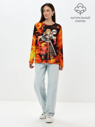 Лонгслив женский. Хлопок / КЛИНОК РАССЕКАЮЩИЙ ДЕМОНОВ