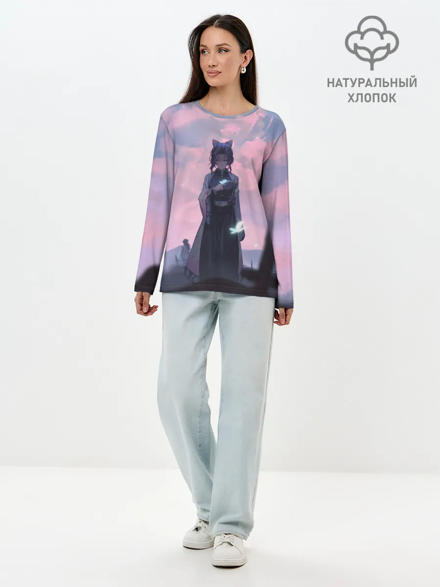 Лонгслив женский. Хлопок / КЛИНОК РАССЕКАЮЩИЙ ДЕМОНОВ