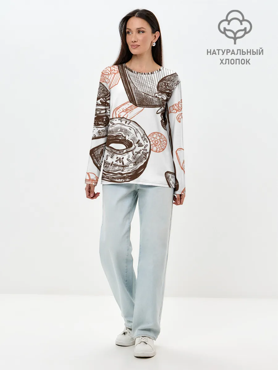 Лонгслив женский. Хлопок / Вкусности