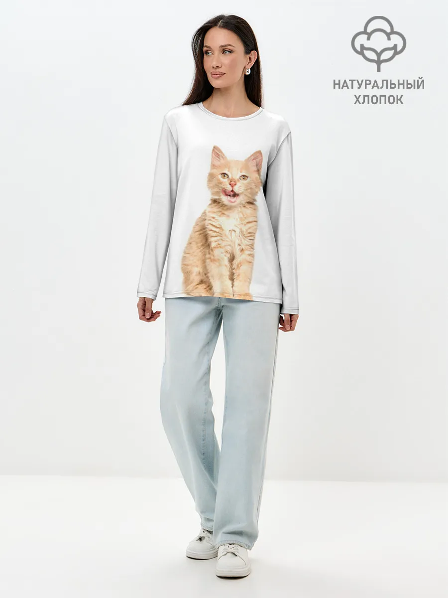 Лонгслив женский. Хлопок / Кошечка