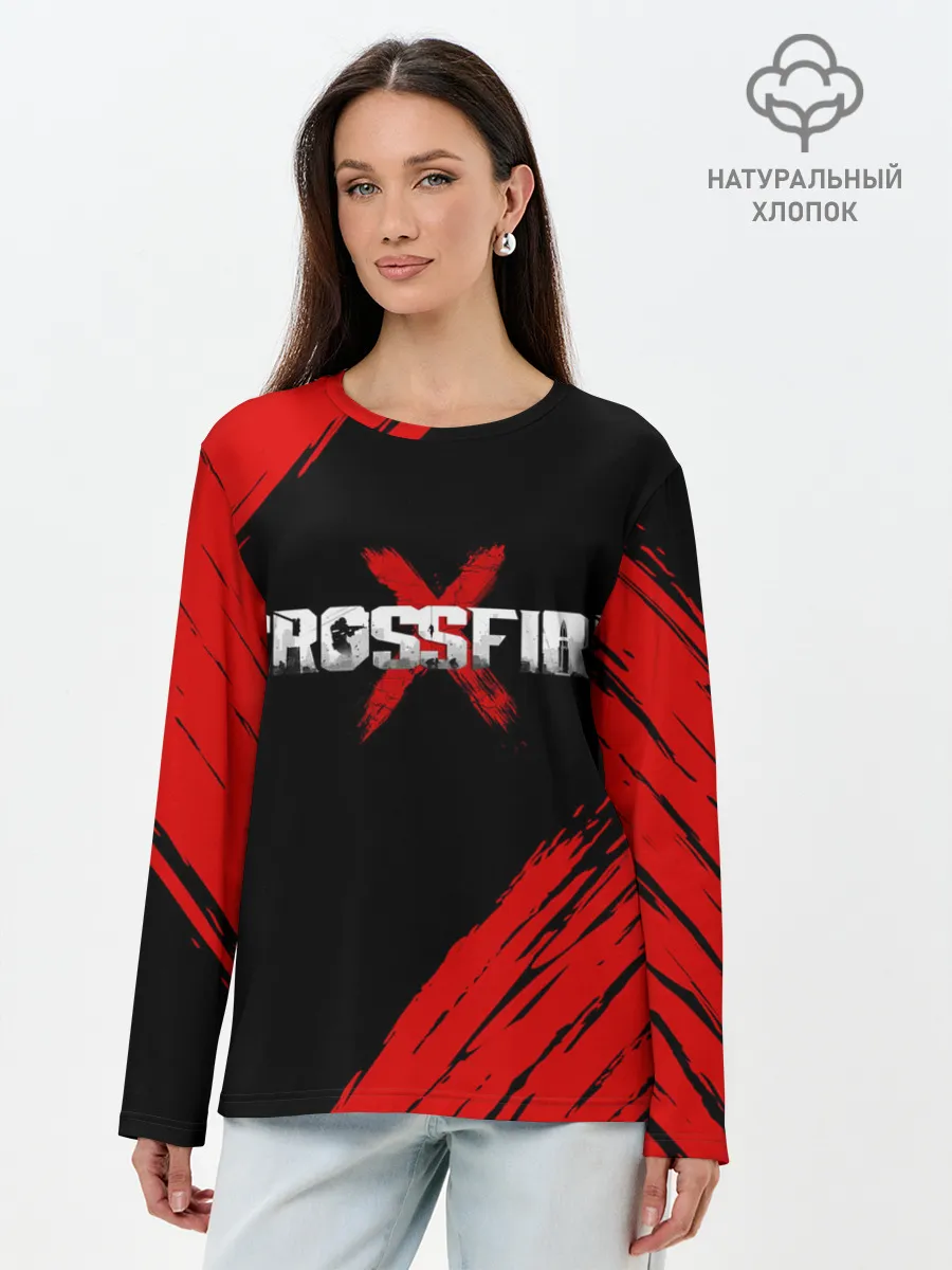 Лонгслив женский. Хлопок / Cross fire X