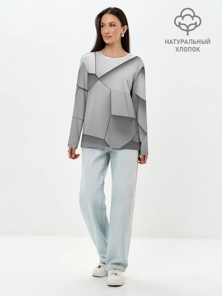 Лонгслив женский. Хлопок / Осколки плитки