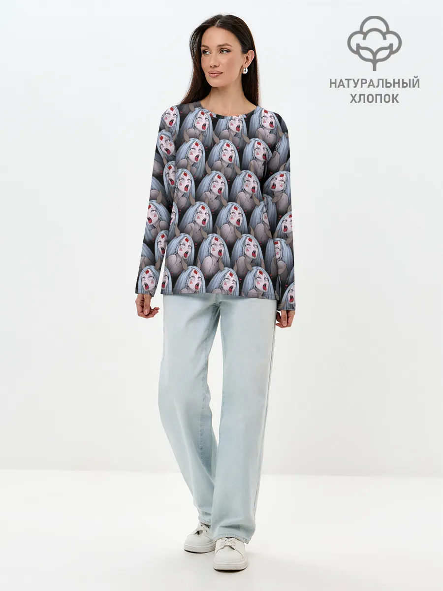 Лонгслив женский. Хлопок / Kaguya Ahegao