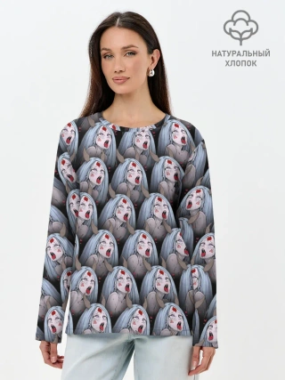 Лонгслив женский. Хлопок / Kaguya Ahegao