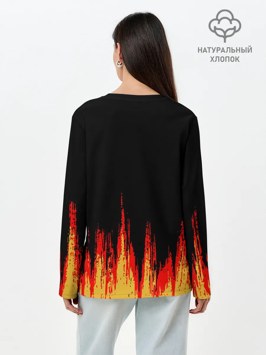 Лонгслив женский. Хлопок / годзилла