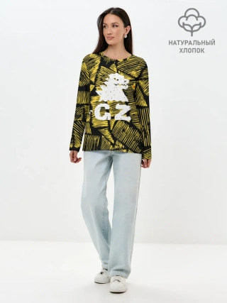 Лонгслив женский. Хлопок / годзилла