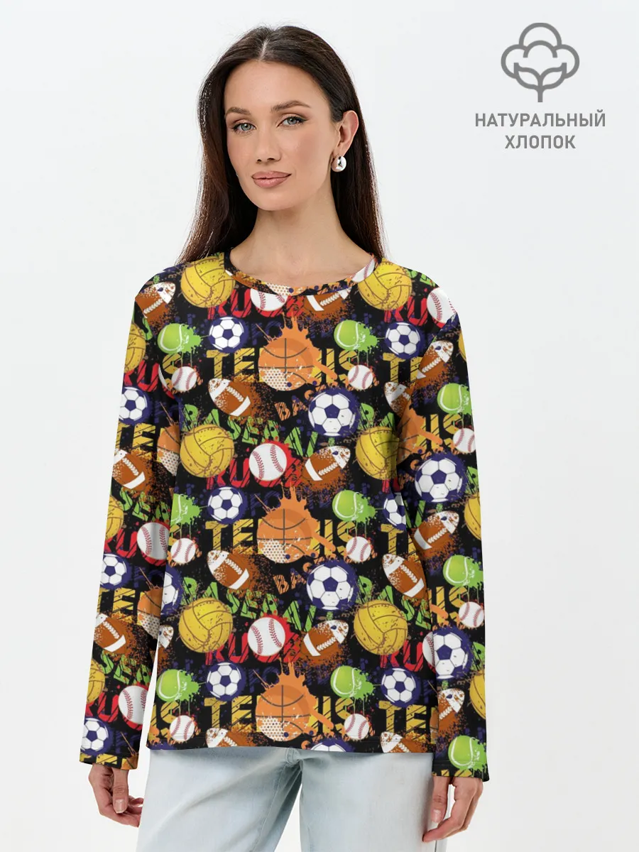 Лонгслив женский. Хлопок / Игра в Мяч