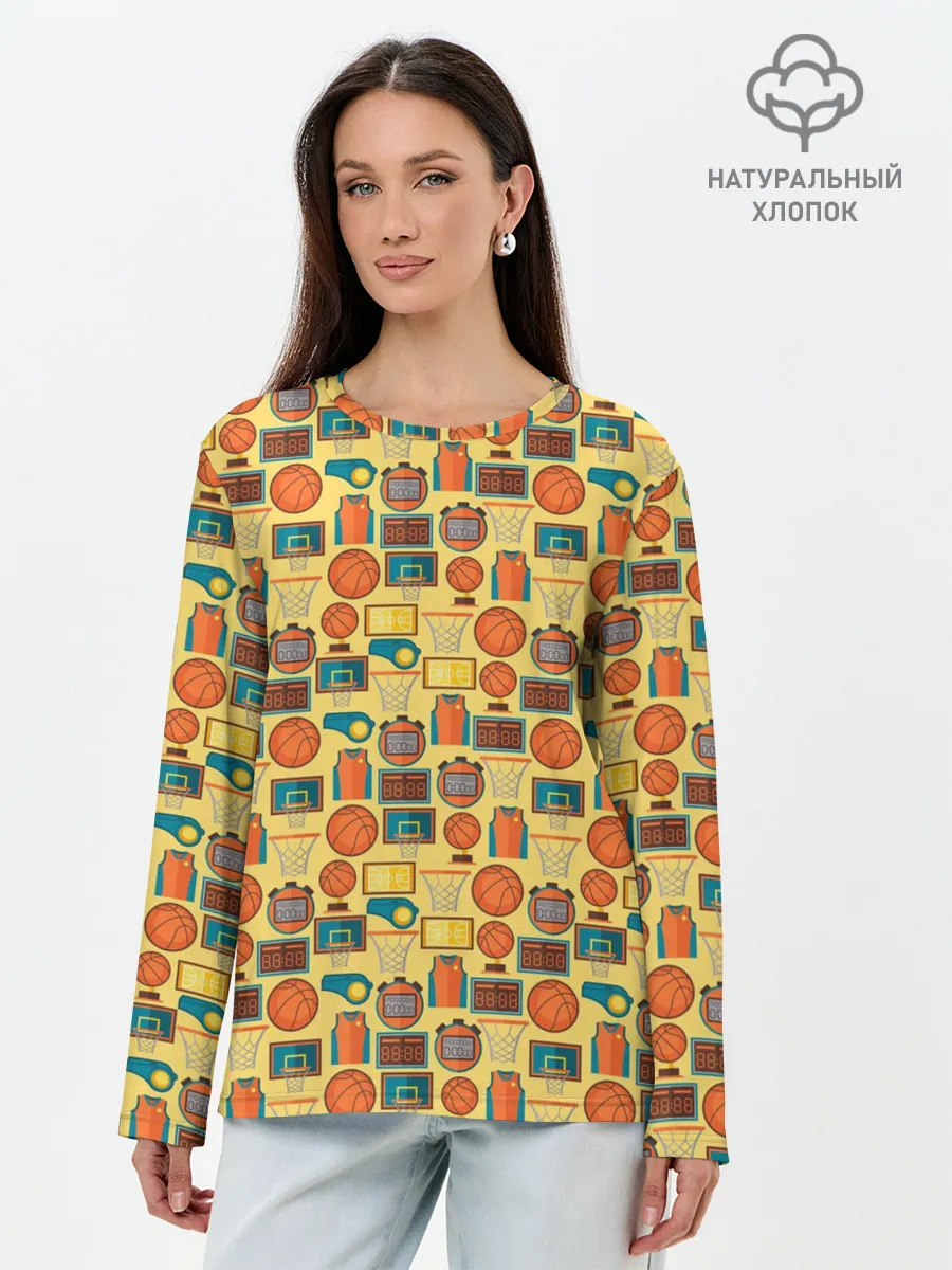 Лонгслив женский. Хлопок / Баскетбол