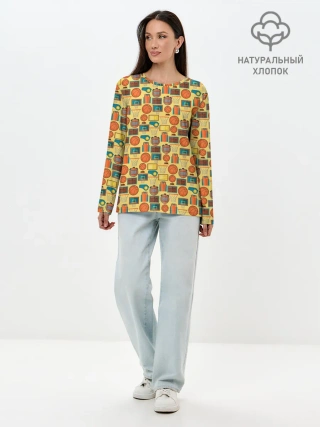 Лонгслив женский. Хлопок / Баскетбол