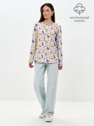 Лонгслив женский. Хлопок / Музыка