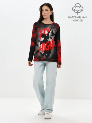 Лонгслив женский. Хлопок / FLY HIGH | ВОЛЕЙБОЛ!!