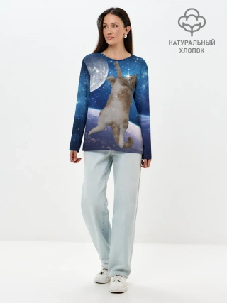 Лонгслив женский. Хлопок / Кисулькин в космосе