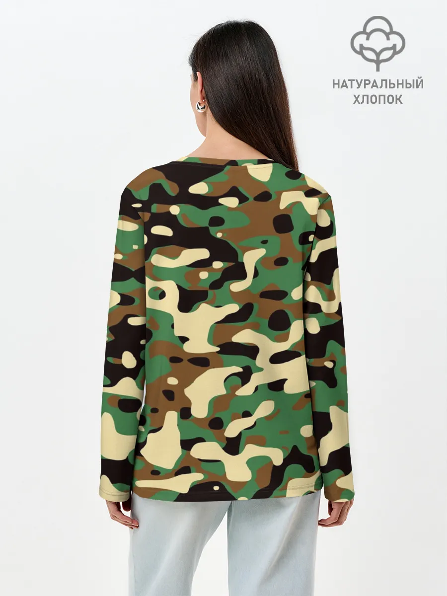 Лонгслив женский. Хлопок / Камуфляж