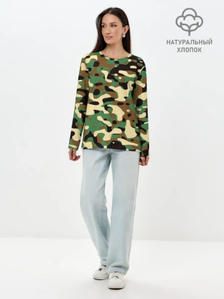 Лонгслив женский. Хлопок / Камуфляж