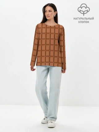 Лонгслив женский. Хлопок / Шоколад