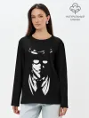 Лонгслив женский. Хлопок / Черно-белый Алукард