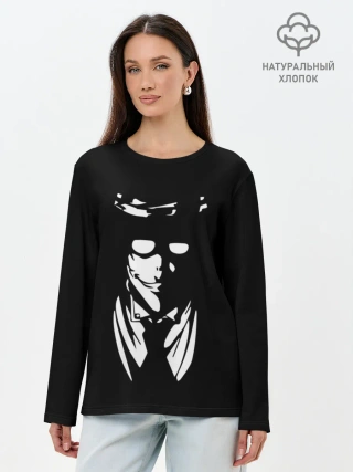 Лонгслив женский. Хлопок / Черно-белый Алукард