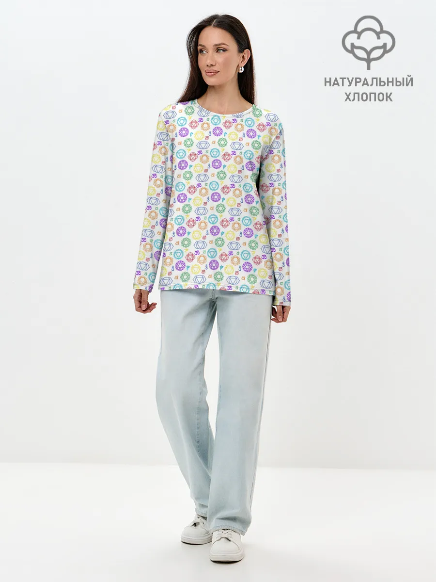 Лонгслив женский. Хлопок / Чакры