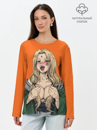 Лонгслив женский. Хлопок / Ahegao Цунаде