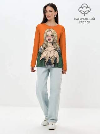 Лонгслив женский. Хлопок / Ahegao Цунаде