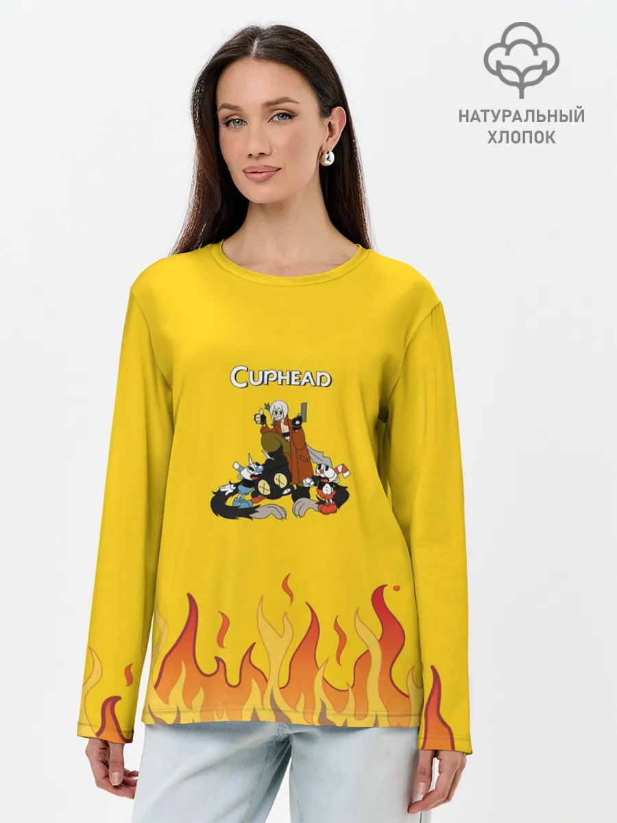 Лонгслив женский. Хлопок / CUPHEAD | ДАНТЕ