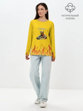 Лонгслив женский. Хлопок / CUPHEAD | ДАНТЕ