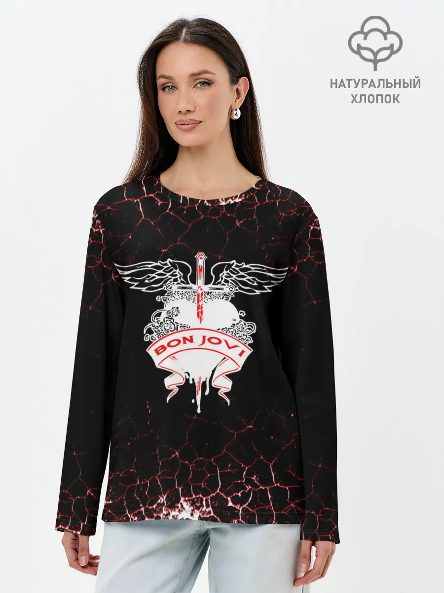 Лонгслив женский. Хлопок / bon jovi