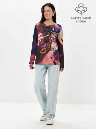 Лонгслив женский. Хлопок / Незуко рог