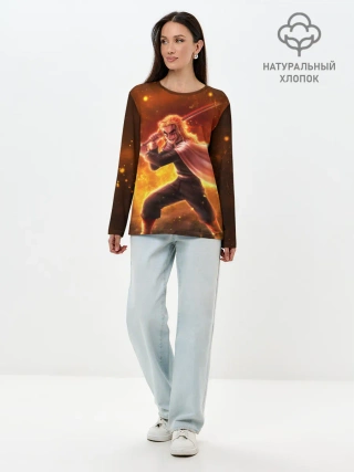 Лонгслив женский. Хлопок / ШИНДЖУРО РЕНГОКУ / KNY