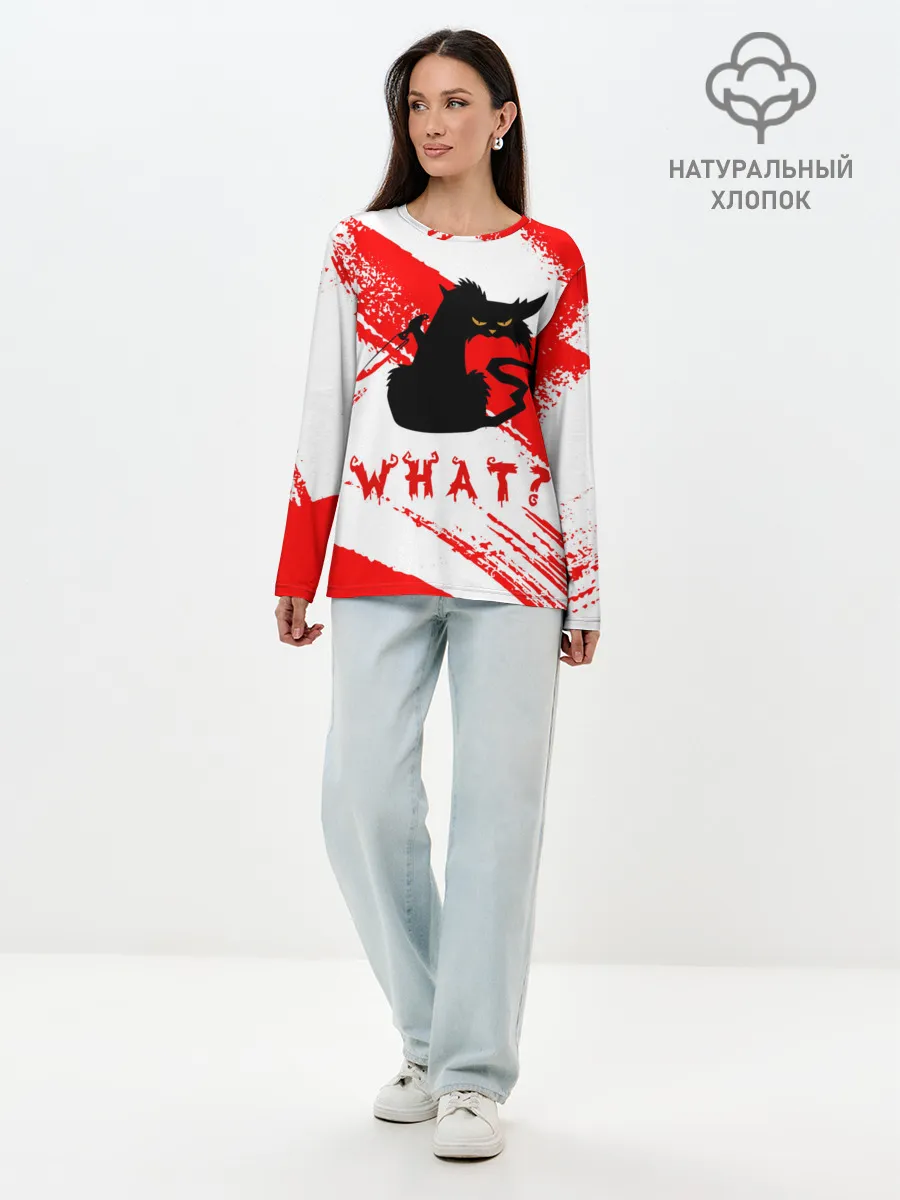 Лонгслив женский. Хлопок / What cat? / Какой кот?