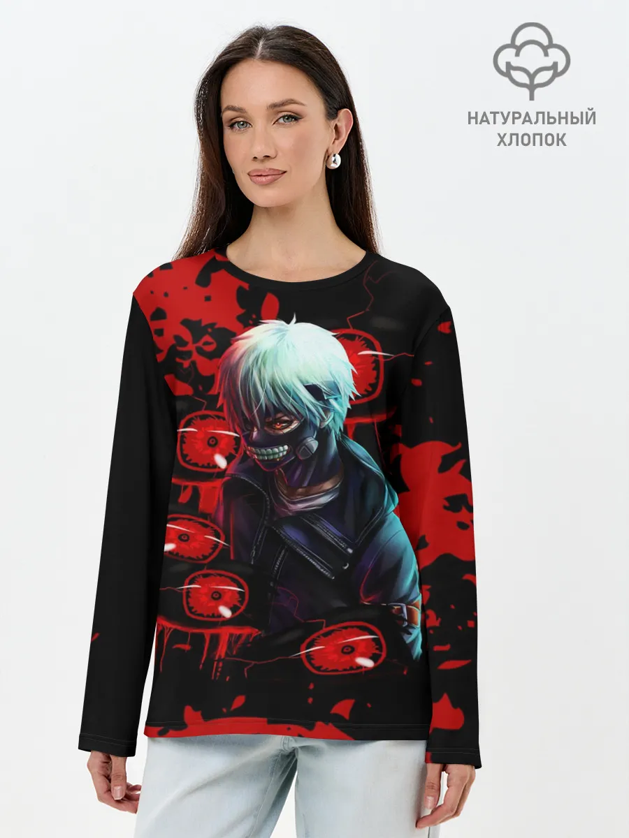 Лонгслив женский. Хлопок / Kaneki | Токийский Гуль