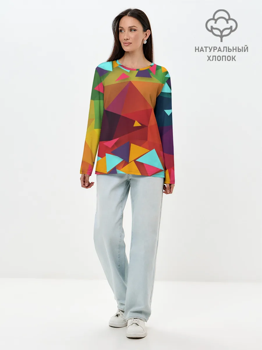 Лонгслив женский. Хлопок / Геометрическая Абстракция